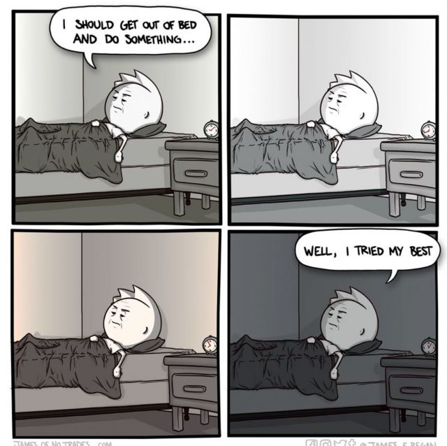 Can T Get Out Of Bed In The Morning Depression Video Gifs Funny Comics Wake Up Sleep