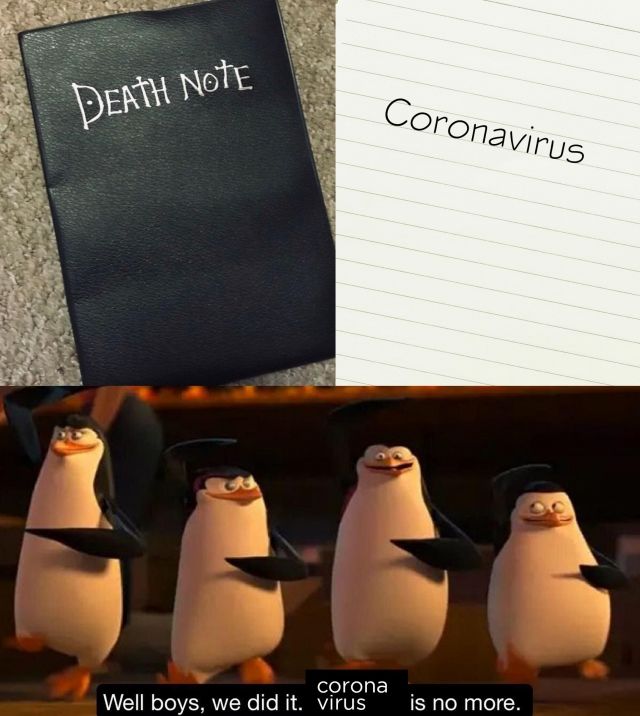 Kill Coronavirus by Death Note meme