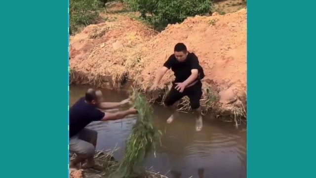 Jumping Through The Stream Is Not Difficult, But.... Prank. Funny. Friend. Jump.