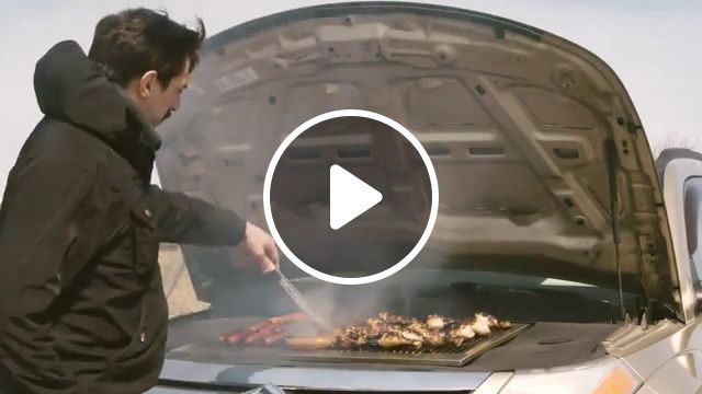 Cook on a car engine, prank, funny, funny videos, car, engine. #0