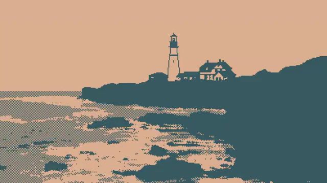 Lighthouse, clic, piano, pixel art, 1bit, art, pixel, art design.