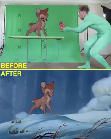 Bambi behind the scenes, bambi, behind the scenes, curlykidlife, cartoon, deer, green screen, cute, animation, how it is made, cartoons.