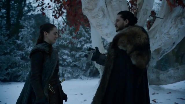 Jon snow meets arya - Video & GIFs | got,got season 8,episode 1,game of thrones,jon snow,arya stark,targaryen,stark,meets,meme,movies,movies tv