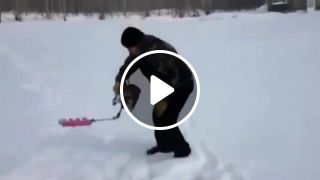 A motorized ice ax is getting out of control