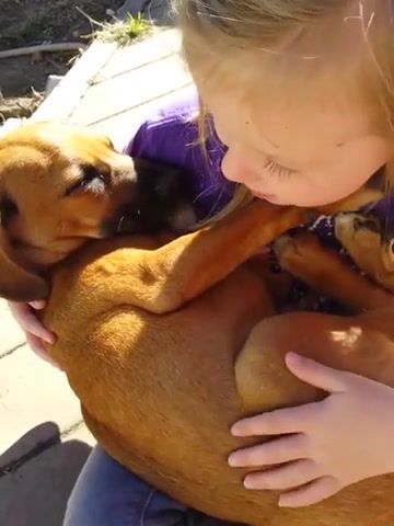 Girl sings lullaby to her puppy just rescued from shelter, Girl, Puppy, Animals Pets