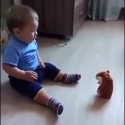 Baby scared of Talking Hamster toy - Video & GIFs | funny,toy,scared,baby,hamster,meme,haha,laugh,youtube,wtf,epic,lol,scary,animals pets