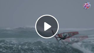 Windsurfing during a mive storm in ireland. track over your shoulder henry