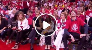 Emilia Clarke the Mother of Dragons Watches Warriors vs Rockets Game in Houston