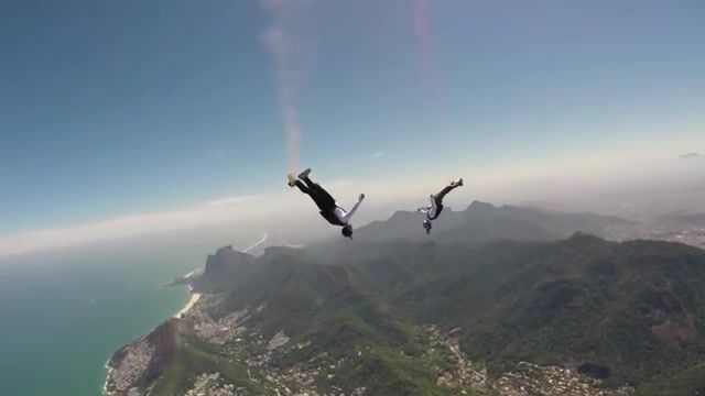 Flying high, Red Bull, Redbull, Action Sports, Extreme Sports, Skydive, Sky Dive, Skydiving, Skydiver, Sky, Base, Parachute, Fall, Freefall, Free Fall, Trick, Tricks, Jokke, Sommer, Rio, Rio De Janiero, Sports