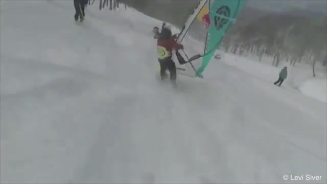 Windsurfing in snow