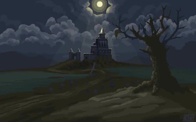 Necropolis, pixel art, pixel animation, homm3, gaming.