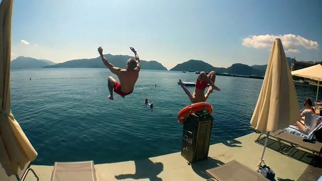 Parkour in the Turkey, Gainer, Blanche, Somersault, Turkey, Sea, Beach, Parkour, Acrobatics, Sports