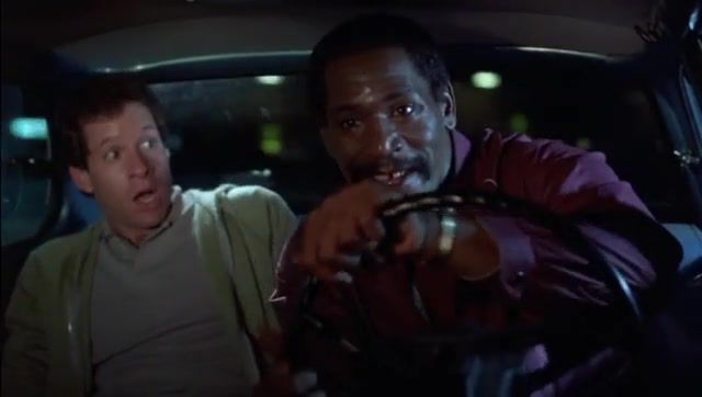 A ride with best friend, depeche mode, alexander tomatom, chase, hightower, mahoney, bubba smith, steve guttenberg, film, comedy, movie, police academy, cover, never let me down again, car chase.