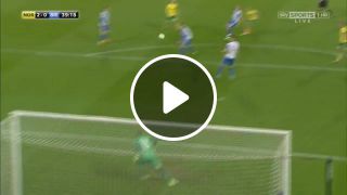 Brighton's keeper David Stockdale scores two almost identical own goals against Norwich City