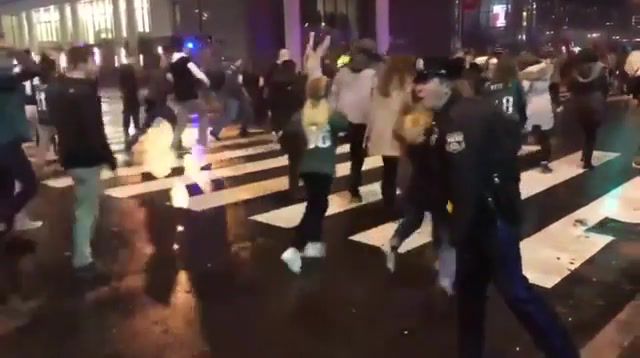 Even police are celebrating in Philadelphia