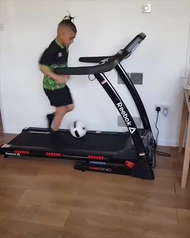 This little boys soccer skills are incredible, workout, fit, boy, football, cardio, treadmill, sports.