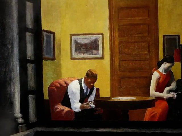 E. hopper room in new york painting to 3d, hopper, paintingto3d, cameramapping, edwardhopper, ny, night, loneliness, piano, woman, 3dsmax, 3d, animation, art, art design.