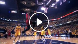 LeBron Catches the Lob from Chalmers and Jams it Down