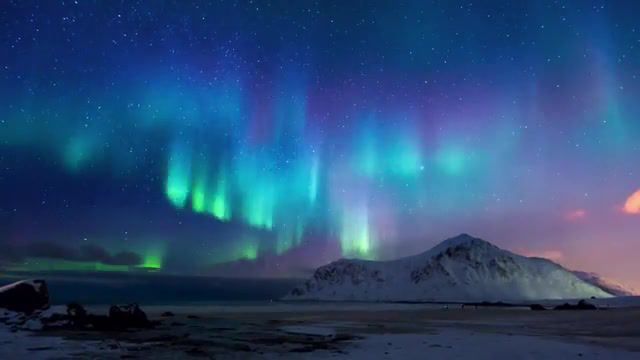 Aurora borealis timelapse, nature travel.