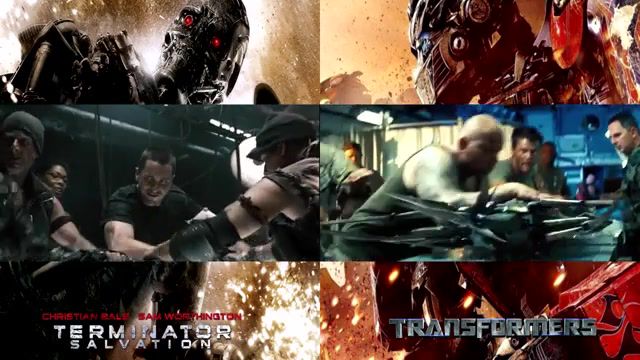 Enemy ysis, The Terminator, Terminator, Christian Bale, Transformers, Transformer, Autobots, Desepticons, Mashup, Hybrids, Split, Double Vision Composition, Movies, Movies Tv