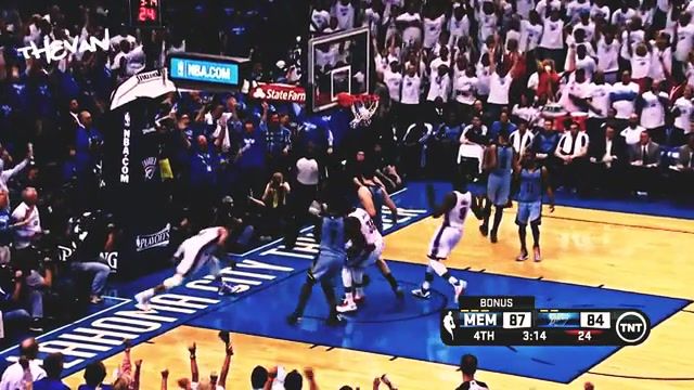 Russell westbrook gets free and throws the hammer down, trap, vine, monster, mvp, fly, jam, slam, dunk, basketball, basket, sports.