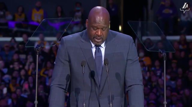 Shaquille o'neal speaks at a celebration of life for kobe and gianna bryant, lakers, nba, basketball, los angeles, showtime, lakeshow, la, sports, national basketball ociation.
