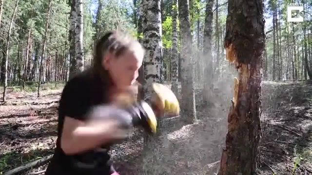 Little Girl Punches Down Tree Using Boxing Skills, News, Clips, Viral, Caters, Little, Girl, Amazing, Daughter, Sister, Punch, Punches, Punching, Smash, Smashing, Tree, Nature, Brilliant, Boxing, Skills, Talent, Talented, Practice, Aim, Father, Dad, Daddy, Female, Dreams, Professional, Boxer, Gloves, Trainer, Training, Destroy, Destroyed, Splinters, Voronezh, Russia, Young, Incredible, Using, Sports