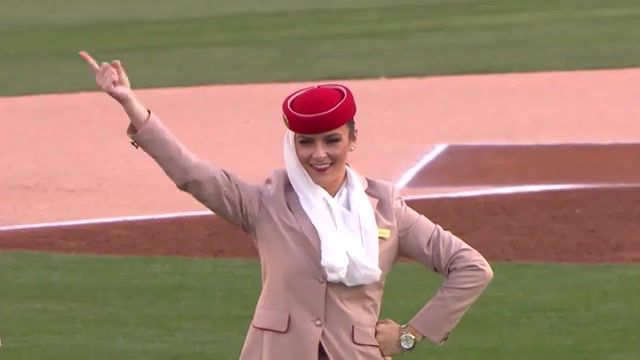 Stewardesses to warm up, baseball, los angeles dodgers, emirates, hershiser, rally cap, emirates airline, emirates steals the show with the los angeles dodgers, flight attendants signal gestures, aviation, stewardess, beauty, stewardesses to warm up, ace of base the sign, gestures, spot, sports.