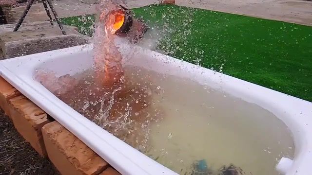 Experiment lava vs pool, lava, pool, experiment, ice, giant ice, tests, meat, molten copper, red, hot, ball, metal ball, vs, copper, timon show, slime, giant, car vs, how to, skybek, science technology.