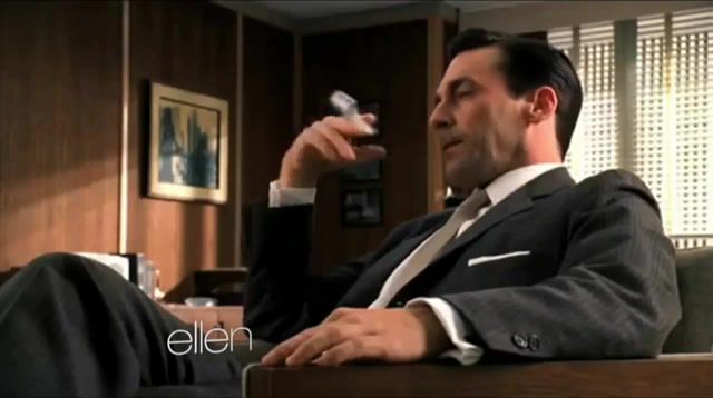 Mad Men Without Smoking, Ellen, Degeneres, Mad, Men, Without, Smoking, Jon, Hamm, Funny, Parody, Amc, Show, Drama, Don, Draper, Sterling, Cooper, Price, Mad Men, Ellen Degeneres, Jon Hamm, Smoke, Out, Removed, Took, Party, Noisemaker, Horn, Blower, Fun, Hilarious, Hysterical, Talk Show, Daytime, Comedy, Theellenshow, Cigarettes, Cigarette