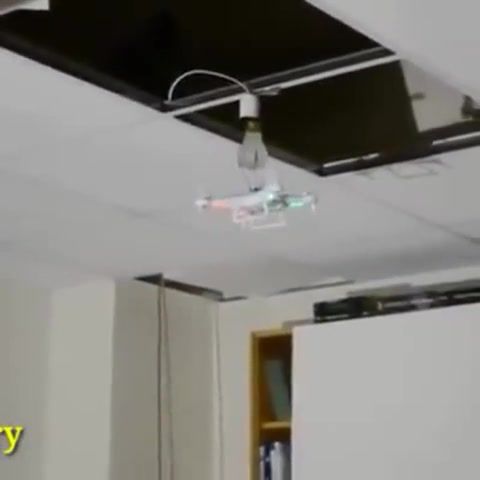 Changing lightbulb with drone, science technology.