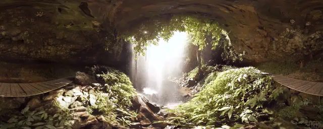 Crystal shower falls, waterfall, water, trip, green, music, ambient, cinemagraph, cinemagraphs, eleprimer, live pictures.