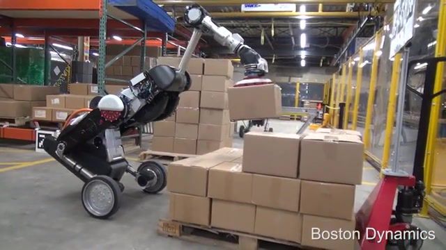 Handle robot reimagined, robot, mobile manipulation, logistics, boston dynamics, warehouse robot, science technology.