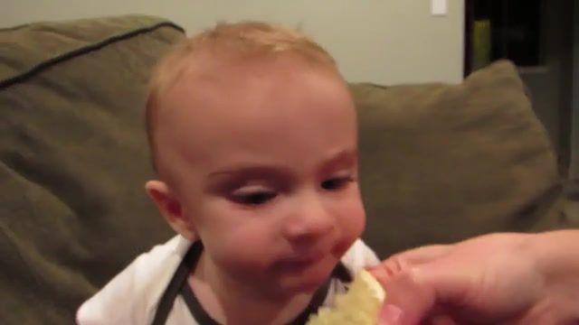 Baby eat lemon for the first time ooou soo cute