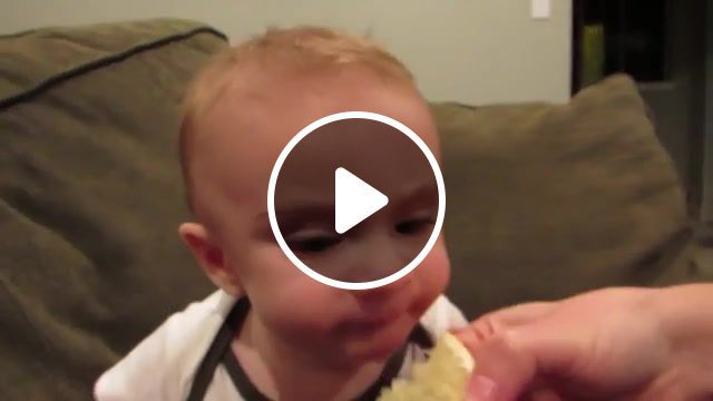 Baby eat lemon for the first time ooou soo cute, baby eating lemon for the first time, baby eats lemon, funny, baby. #0