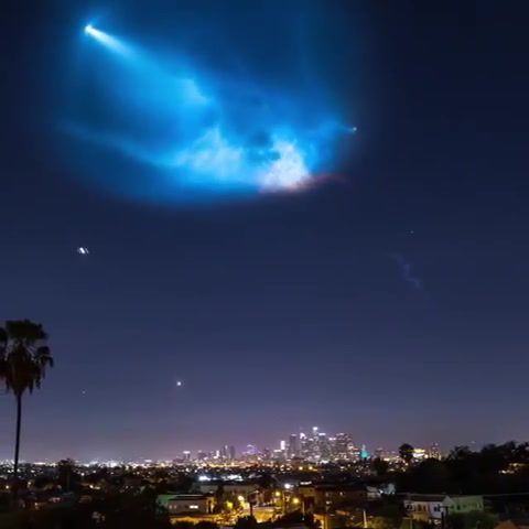 Falcon 3 taking off above Downtown LA, Nature Travel