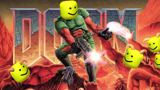 Doom e1m1 at hell's gate but with the roblox death sound, at hell's gate, uuh, uuhh, uh, roblox death sound, remix, ytpmv, e1m1, doom, roblox, music.