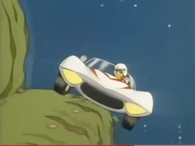 He's going over that cliff, captain falcon, anime, speed racer.
