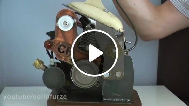 The chainsaw lamp, colin, furze, chainsaw, lamp, 2 stroke, powwer, man, noise, ford mustang, french, dieselpunk, steampunk, retro, upcycling, awesome, funny, invention, inventor, mad man, science technology. #1