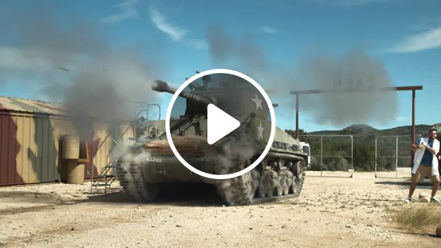 Wwii tanks firing in slow motion, slowmow, tank, sherman, ww2, wwii, shot, dead wood music, 76mm, usa, science technology. #1