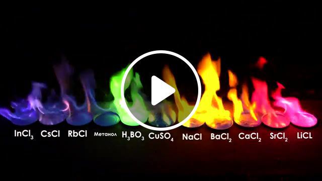 Color flame from salts, inorganic chemistry, thoisoi, flame color compounds, metal salt combustion, methanol color fire, flame color, color metal ions, metals on fire, indium chloride, colorful flame, green fire, blue flame, red fire, metal salts fire, fire rainbow. #0