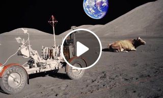 Chewing Cow on the Moon and on the Ground