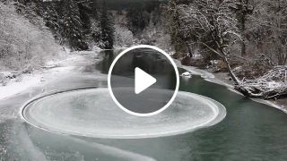 Spinning ice circle on the snoqualmie river