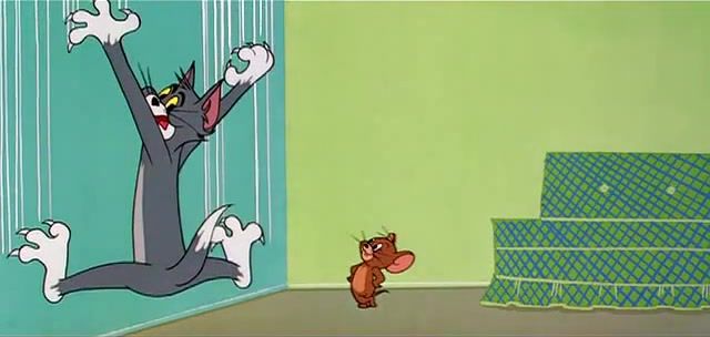 Cowardly cat - Video & GIFs | troll,jerry,sticky,cousin,tom and jerry cartoon,clic,mgm,tom and jerry,boo,cartoons