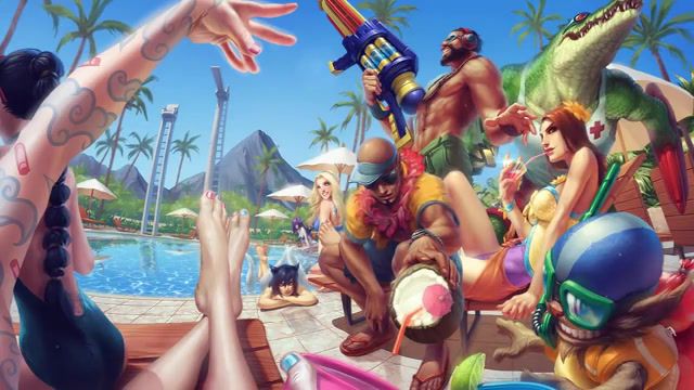 Pool party login animation, support, weapon, crocodile, pool, party, song, beautiful, cool, epic, game, animation, rts, arts, moba, lol, league, league of legends, riot, riot games, gaming.