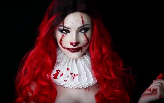 Pennywise, girl, makeup, halloween, red, clown, horror, beauty girl, cosplay, horror movie, cosplay girls, tommee profitt in the end, mellen gi, remix, simple symphony, pennywise, pennywise girl, b boosted, trap remix, in the end, in the end cover, in the end remix, linkin park, chester bennington, art, art design.