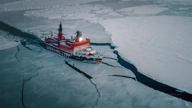 Nuclear Icebreaker - Video & GIFs | russia,arctic,aerial,snow,ice,dji,inspire,drone,copter,moscow,nuclear,icebreaker