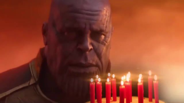 Birthday of Thanos - Video & GIFs | candles,mashup,candy pie,pie,birthday,infinity war,avengers,happy birthday,chilling adventures of sabrina,thanos