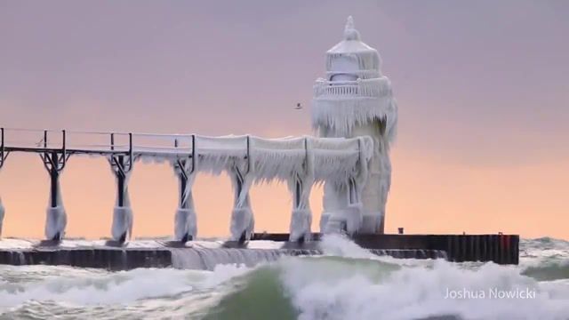 Icy lighthouse, nature travel. #2
