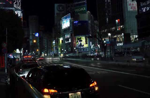 Night japan, eleprimer, light, cars, black, night, gif, loop, music, street, city night, city, japan, timelapse, live pictures.